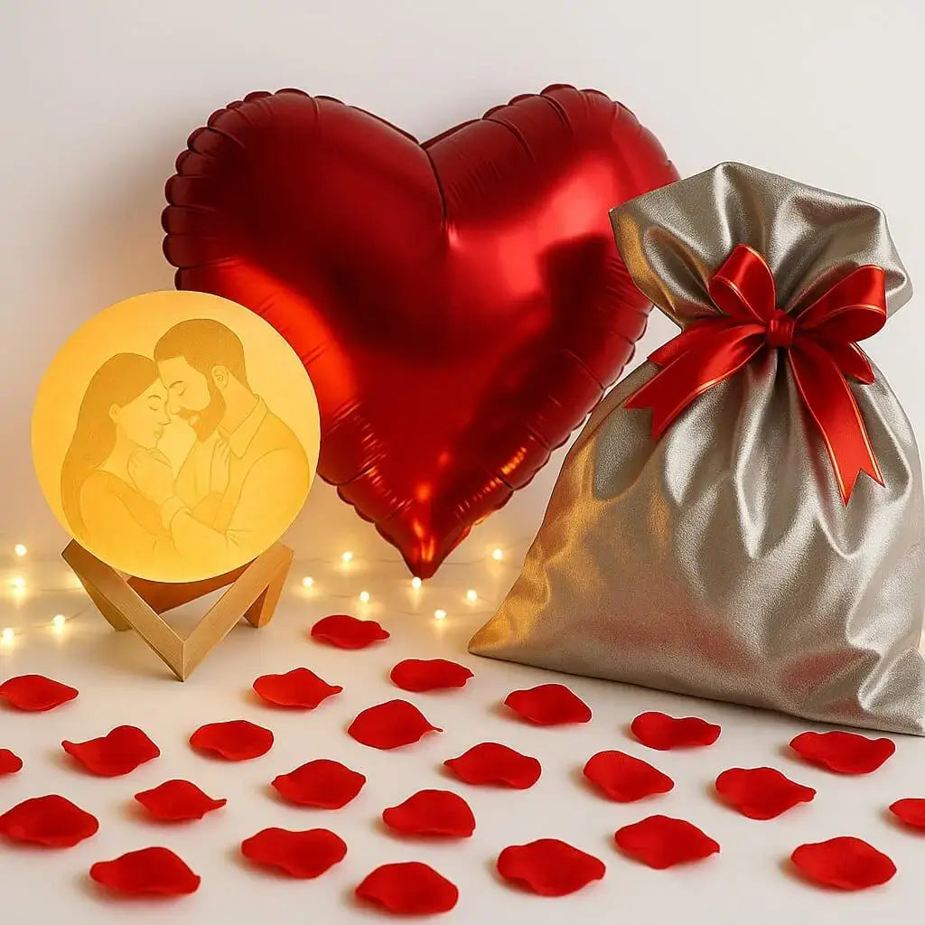 Kit Surpresa do Amor: Balões, luz de LED, pétalas e papel presente